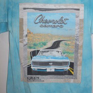 General Motors Men Blue Tie-Dye 1967 Camaro Classic Graphic T-Shirt Small